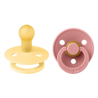 Bibs BiBS - Colour Pacifier - Maat 1 - Fopspeen - 2 stuks -  Pale Butter / Dusty Pink