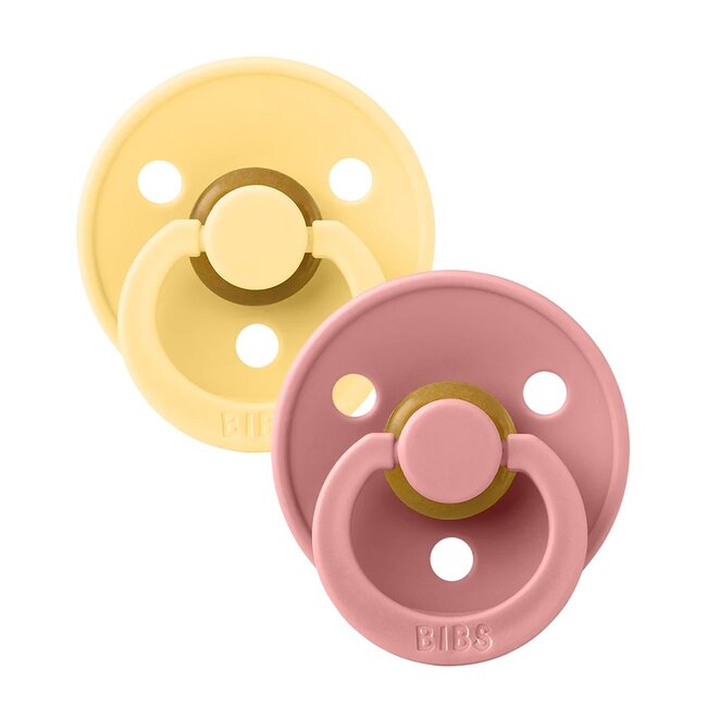 BiBS - Colour Pacifier - Maat 2 -  Fopspeen - 2 stuks -  Pale Butter / Dusty Pink
