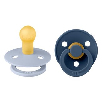 Bibs BiBS - Colour Pacifier - Maat 1 - Fopspeen - 2 stuks -  Dusty Blue / Steel Blue