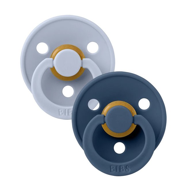 BiBS - Colour Pacifier - Maat 1 - Fopspeen - 2 stuks -  Dusty Blue / Steel Blue