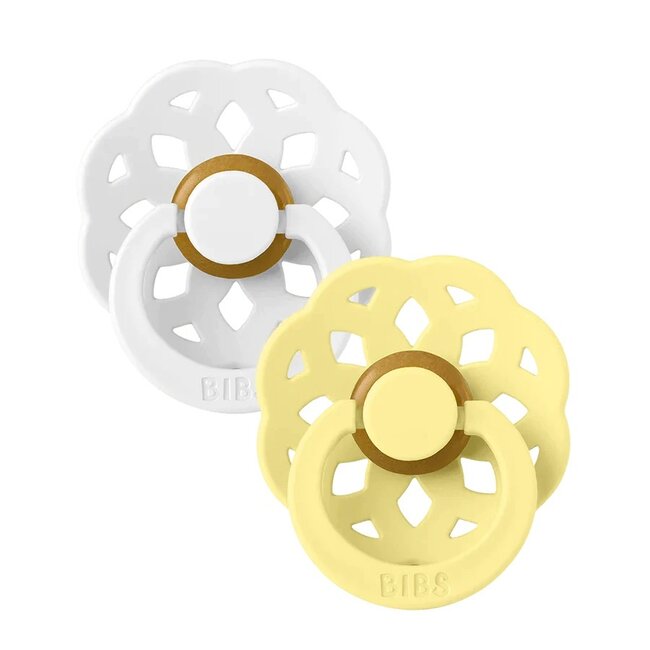BiBS - Boheme Pacifier - Maat 2 - Fopspeen - 2 stuks - White / Sunshine