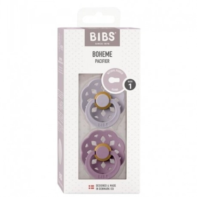 BiBS - Boheme Pacifier - Maat 1 -  Fopspeen - 2 stuks - Fossil Grey / Mauve