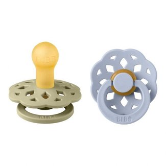 Bibs BiBS - Boheme Pacifier - Maat 1 - Fopspeen - 2 stuks - Khaki / Dusty Blue