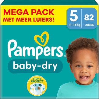 Sta op vooroordeel Bij elkaar passen Pampers - Baby Dry - Maat 5 - Mega Pack - 82 luiers - Babydrogist.nl