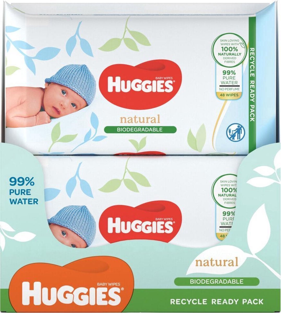 Huggies - Natural Biologisch afbreekbaar - Billendoekjes - 192 babydoekjes - 4 x 48 