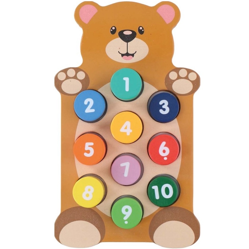 Houten Beer met Cijfers 10 Blokken 1 set Babydrogist.nl