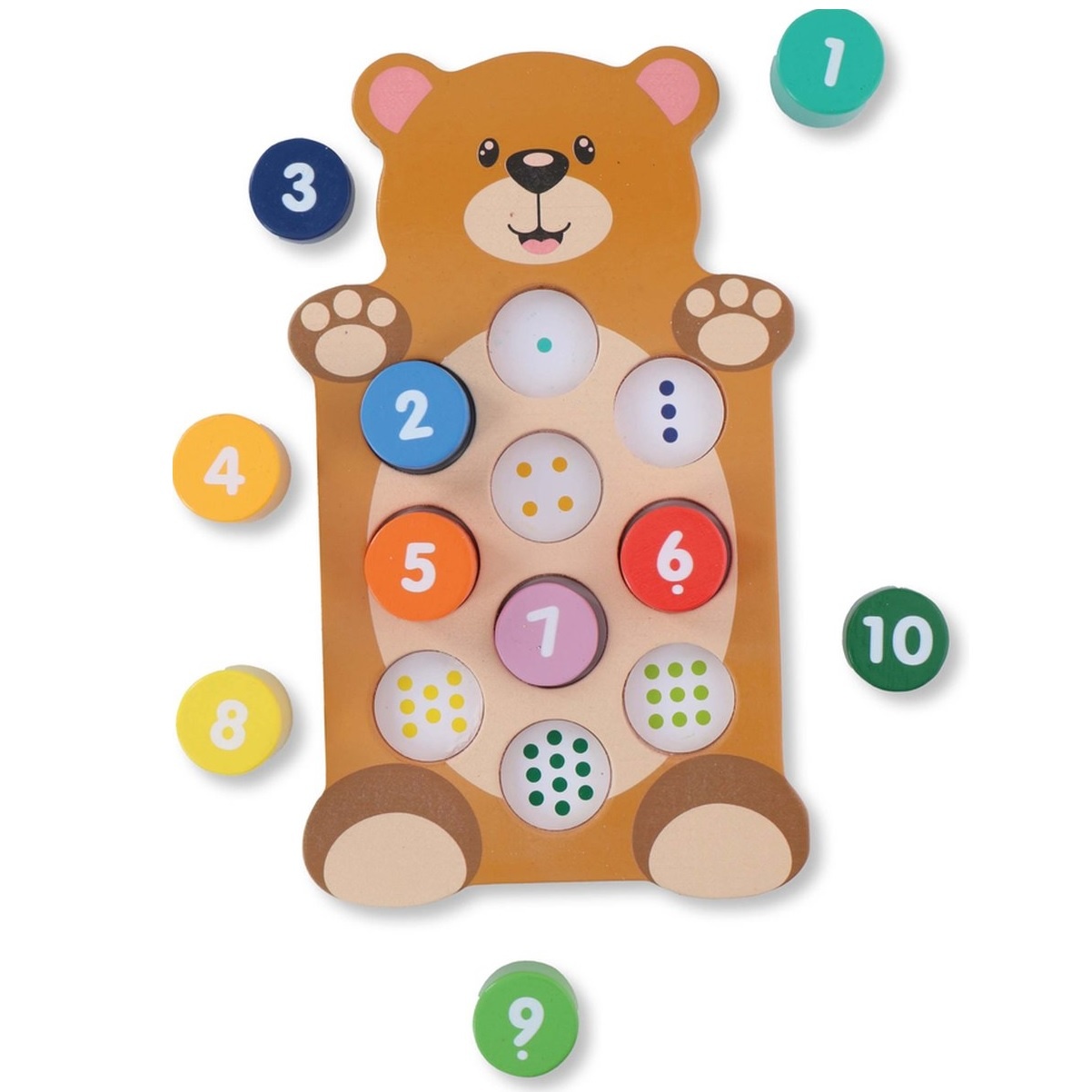 Houten Beer met Cijfers 10 Blokken 1 set Babydrogist.nl