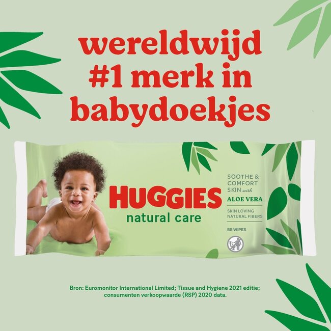 Huggies - Natural Care - Billendoekjes - 56 babydoekjes - 1 x 56