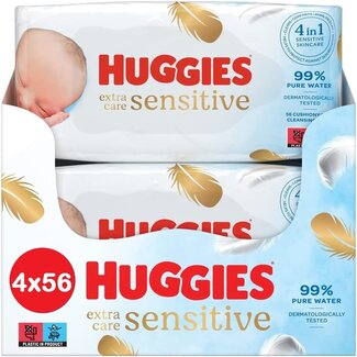 Huggies Huggies - Extra Care Sensitive - Billendoekjes - 224 babydoekjes - 4 x 56