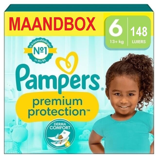 Pampers - Premium - 6 - Maandbox - 148 luiers - 13KG - Babydrogist.nl