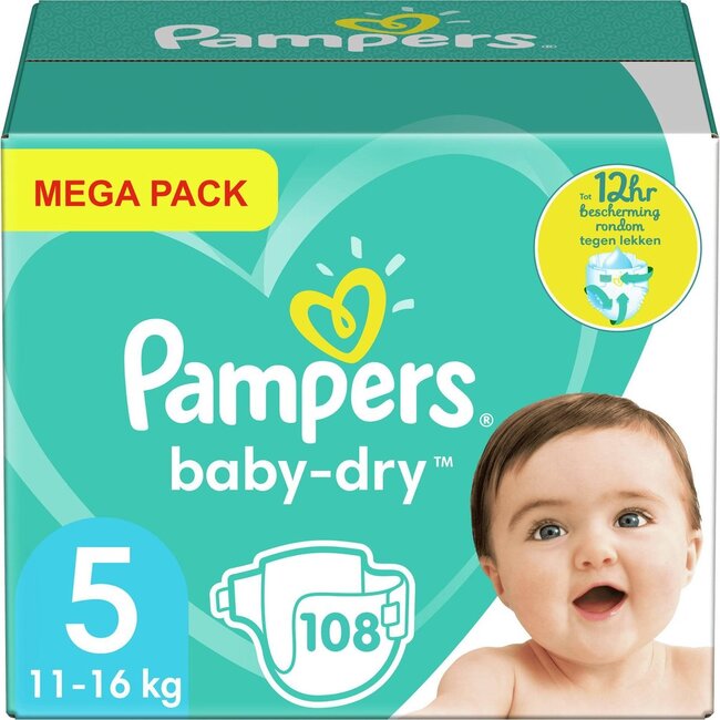 Pampers Pampers - Baby Dry - Maat 5 - Mega Pack - 108 luiers - 11/16KG