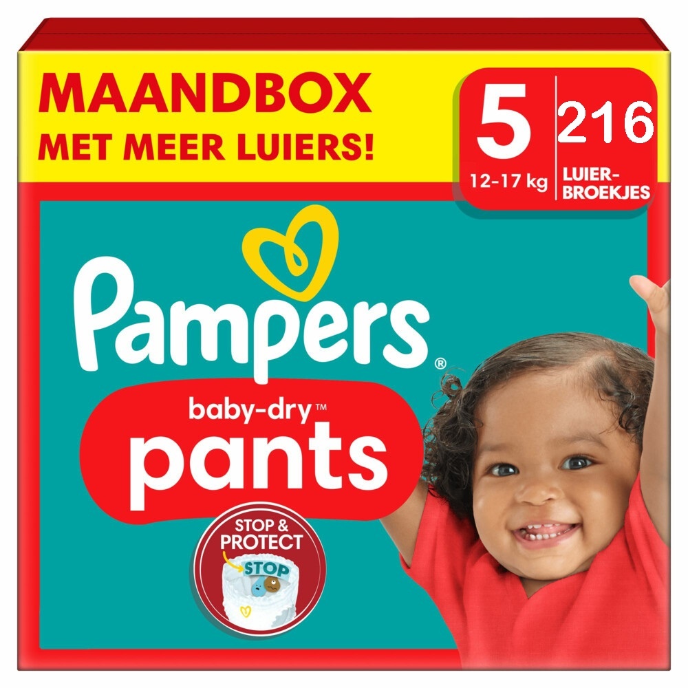 Pampers  Baby Dry Pants - Maat 5 - Maandbox - 216 stuks - 12/17KG