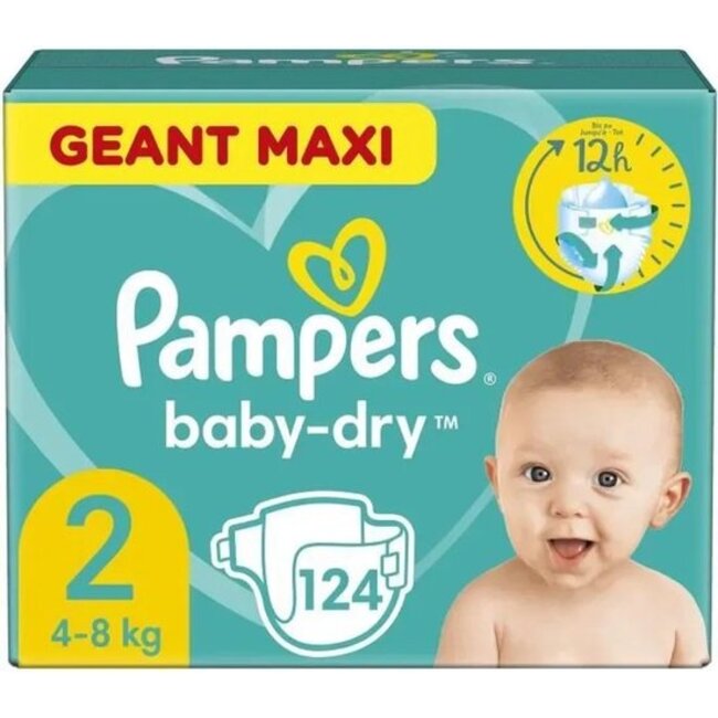 Absorberend boerderij Einde Pampers - Baby Dry - Maat 2 - Mega Pack - 124 luiers - Babydrogist.nl
