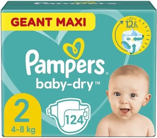 Pampers - Baby Dry - Maat 2 Mega Pack 124 Babydrogist.nl
