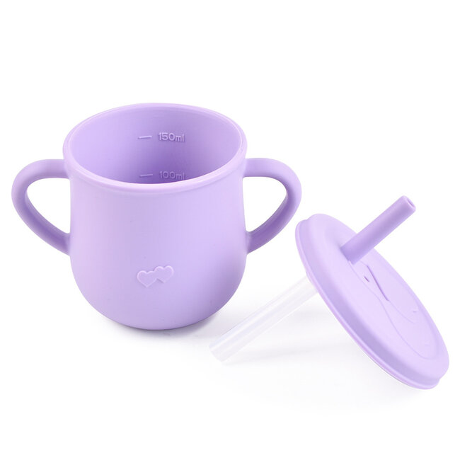 Dutsi - 3 in 1 Rietjes & Snack Beker - Watermeloen Roze
