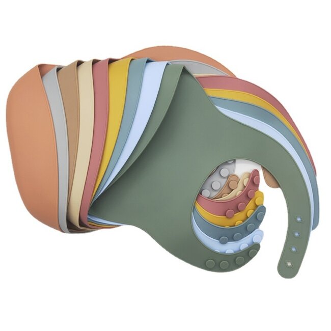 Dutsi - Siliconen Slabbetje met Opvangbakje - Verstelbaar - Watermeloen Roze