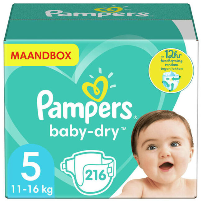 Pampers - Baby Dry - Maat 5 - Maandbox - 216 luiers - 11/16KG