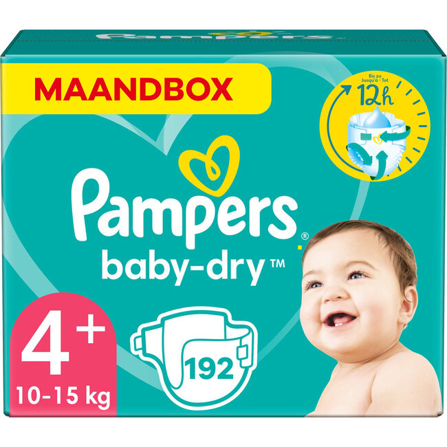 Pampers - Baby Dry - Maat 4+ - Maandbox - 192 stuks - 10/15KG