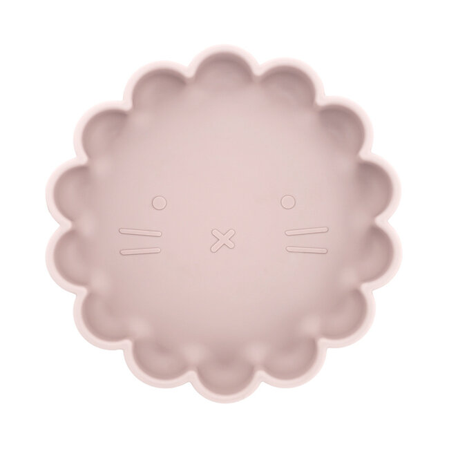 Dutsi - Welpje Serie - Siliconen Babybord - Leeuwen Ontwerp - 18 cm - Zachtroze
