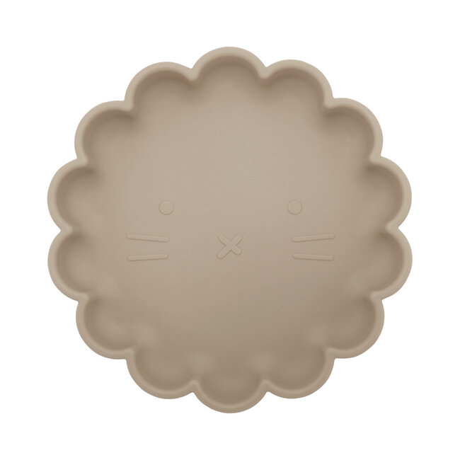 Dutsi - Welpje Serie - Siliconen Babybord - Leeuwen Ontwerp - 18 cm - Taupe