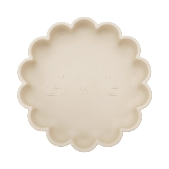 Dutsi - Welpje Serie - Siliconen Babybord - Leeuwen Ontwerp - 18 cm - Licht Beige