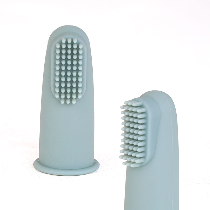 Dutsi  Siliconen - Baby Vingertandenborstel - BPA vrij - Pastelblauw