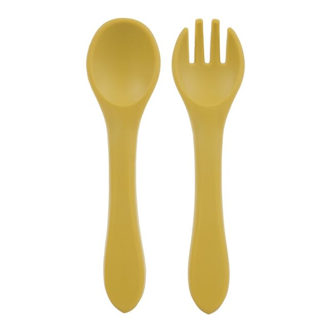 Dutsi Dutsi - Bestekset voor Baby's - Veilig & Flexibel - Siliconen - Mosterdgeel