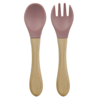 Dutsi Dutsi - Baby Bestekset - Hout & Siliconen - Oudroze