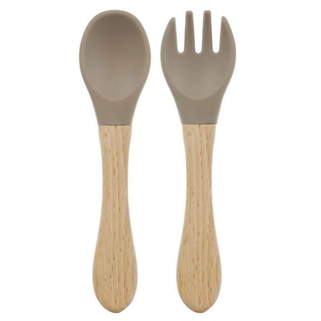 Dutsi Dutsi - Baby Bestekset - Hout & Siliconen - Taupe