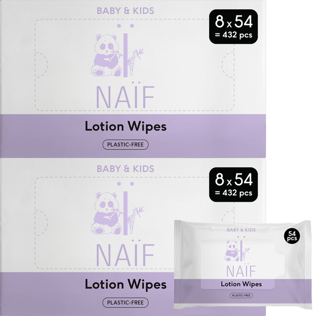 NAÏF Care B.V. Naïf - Lotion Billendoekjes - 16 pack - 864 - doekjes - Plasticvrij & Huidvriendelijk