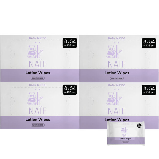 NAÏF Care B.V. Naïf - Lotion Billendoekjes - 32 pack - 1728 - doekjes - Plasticvrij & Huidvriendelijk
