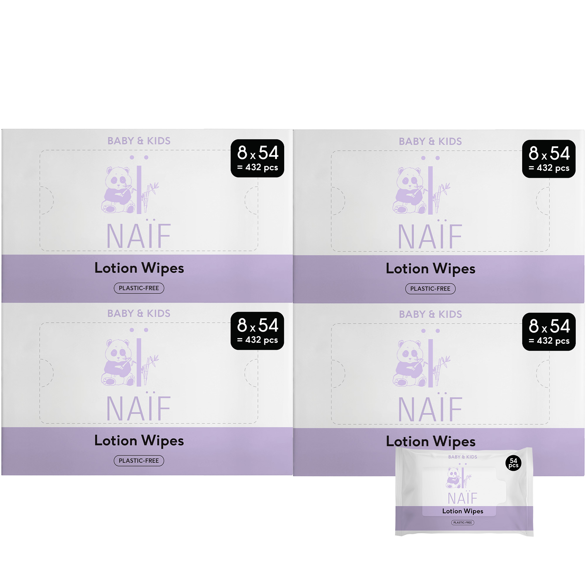 Na&iuml;f  Lotion Billendoekjes - 32 pack - 1728 - doekjes - Plasticvrij & Huidvriendelijk