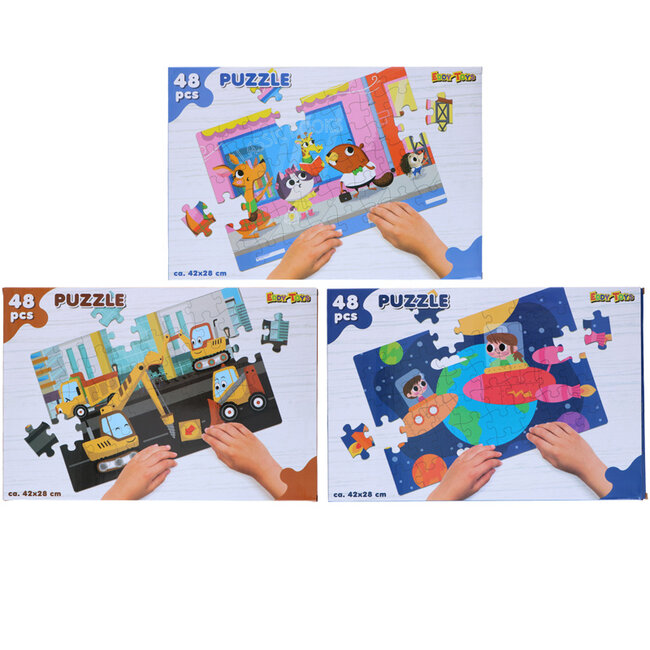 Eddy Toys Eddy Toys - Puzzel - Diverse Varianten - 48 Puzzelstukjes - 1 Stuk - 4+ Jaar