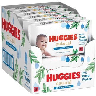 Huggies Huggies - Natural - 0% Plastic - Billendoekjes - 384 babydoekjes - 8 x 48