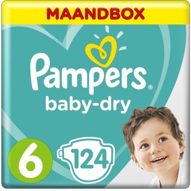 Pampers - Baby Dry - Maat 6 - Maandbox - 124 stuks - 13+KG