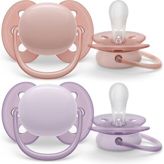 Philips Avent Philips Avent Ultra Soft Fopspeen - 0 tot 6 Maanden - 2 Speentjes - Roze/Paars