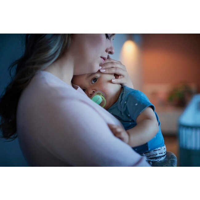 Philips Avent Ultra Air Fopspeen - Nighttime - 0 tot 6 Maanden - 2 Speentjes - Groen/Paars - Vuurvliegje/Dreams