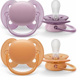 Philips Avent Philips Avent Ultra Soft Fopspeen - 6 tot 18 Maanden - 2 Stuks - Roze/Oranje