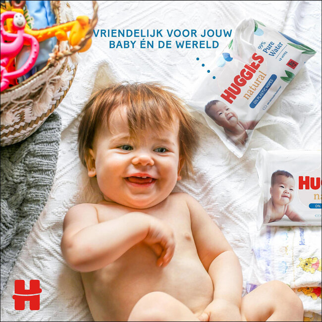 Huggies - Natural - 0% Plastic - Billendoekjes - 48 babydoekjes - 1 x 48