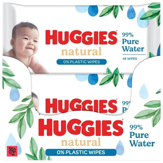 Huggies - Natural - 0% Plastic - Billendoekjes - 2304 babydoekjes - 48 x 48