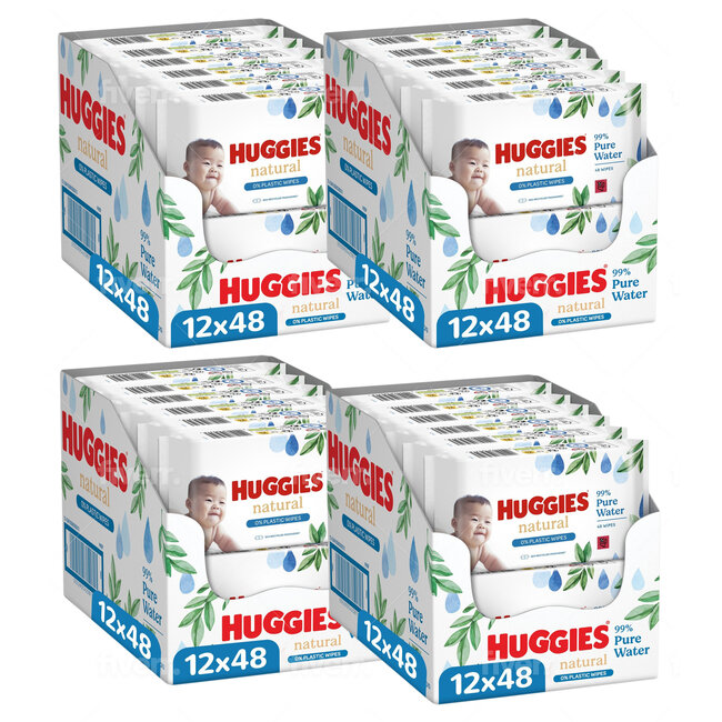 Huggies Huggies - Natural - 0% Plastic - Billendoekjes - 2304 babydoekjes - 48 x 48