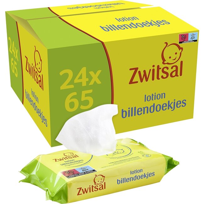 Zwitsal Zwitsal - Billendoekjes Lotion - Alcoholvrij - 1560 Babydoekjes - 24 x 65 - Voordeelbox