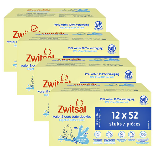 Zwitsal Zwitsal - Billendoekjes-  Water & Care met Zwitsalgeur - 2496 babydoekjes - 48 x 52 stuks