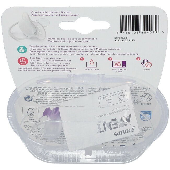 Philips Avent - Ultra Soft Fopspeen - 2 Stuks - 0-6 Maanden - Paars
