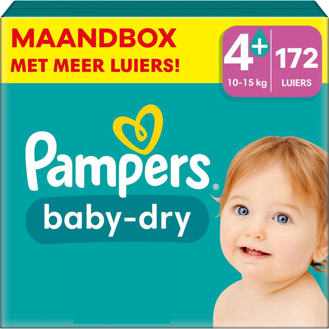 Pampers Pampers - Baby Dry - Maat 4+ - Maandbox - 172 stuks - 10/15 KG