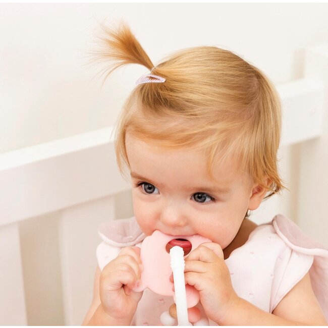 Nattou - Bijtring - Muis - Siliconen - Roze - 0+ maanden