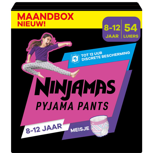 Pampers Pampers Ninjamas - Pyjama Pants Nacht  - Meisje - 8/12 jaar - Maandbox - 54 luierbroekjes