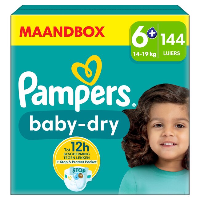 Pampers - Baby Dry - Maat 6+ - Maandbox - 144 luiers