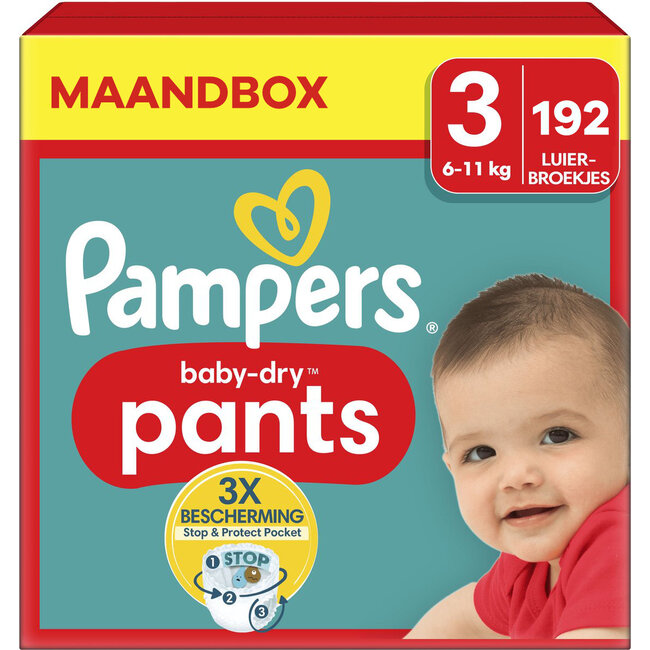 Pampers Pampers - Baby Dry Pants - Maat 3 - Maandbox - 192 luierbroekjes