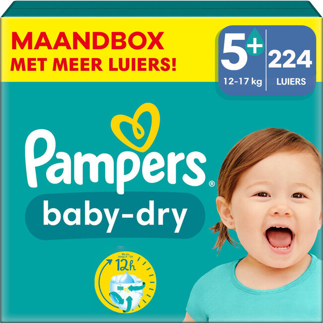 Pampers Pampers - Baby Dry - Maat 5+ - Maandbox- 224 stuks - 12/17 KG